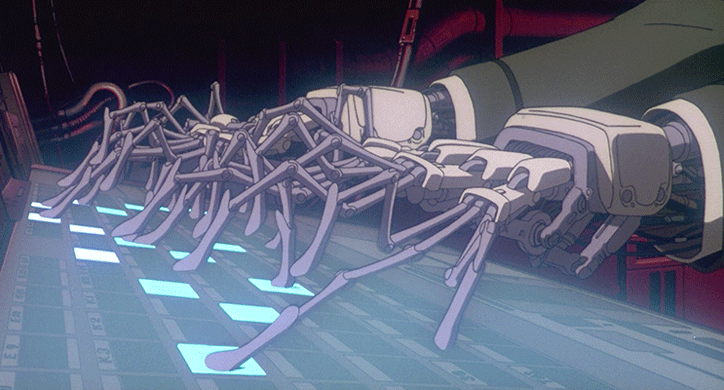 Robotic hands type rapidly on a futuristic illuminated panel